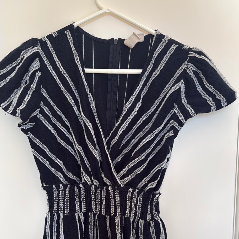 Anthropologie Elegant blue and White Striped jumpsuit
